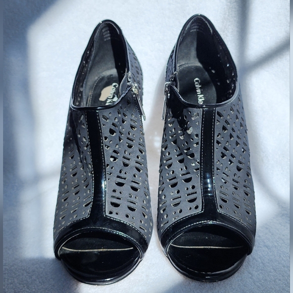 Calvin Klein Black Kailani Peep Toe Perforated Heels. - Picture 8 of 9